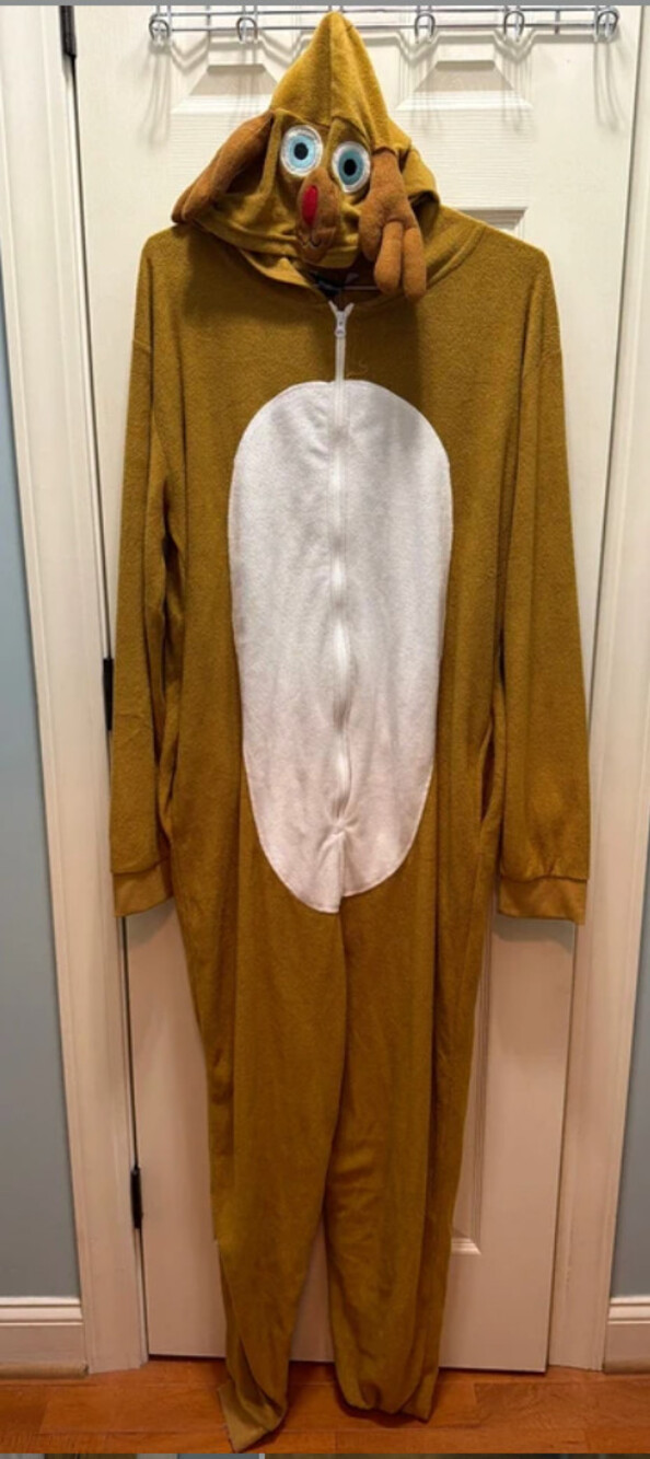 Reindeer Holiday One Piece Costume Adult Lg Halloween Jumpsuit